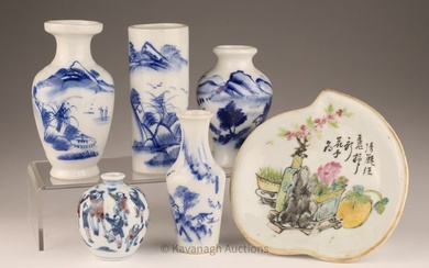 Lot Antique Chinese Small Porcelain Vases, Plate