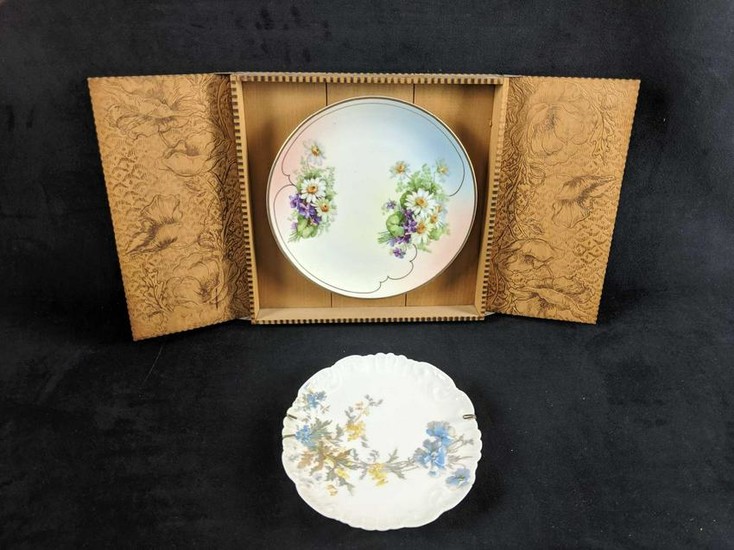 Lot Of Two Hanging Hand Painted Porcelain Plate Art