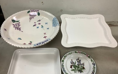 Lot of porcelain plates and serving stands (ceriart, Royal Worcester, and more) tallest 5.5in.