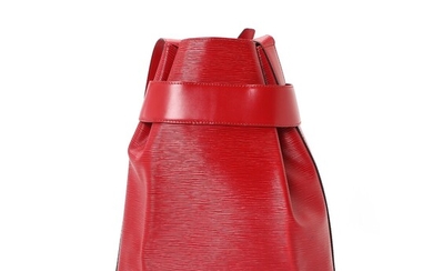 NOT SOLD. Louis Vuitton: A ""Sac D'Epaule" bag made of red Epi leather with gold...