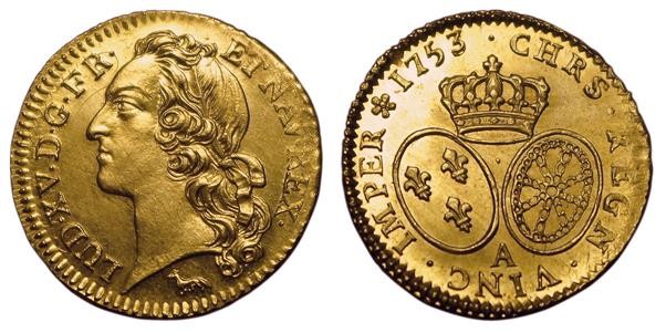 Louis XV. Louis d'or au bandeau 1753 A. Paris. A/ …