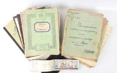 [MILITARIA] : 18 carnets manuscrits d'instructions militaires de monsieur L. datés dont 1910, 1911 et...