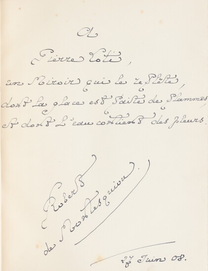 MONTESQUIOU, Robert de. Le Chancelier des fleurs. 1907. Veau raciné de Meunier. Envoi à Pierre Loti