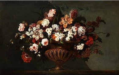 Maler des 18. Jahrhunderts, PRACHTVOLLES BLUMENBOUQUET IN GOLDENER SCHALE