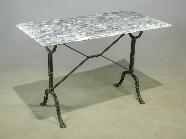 Marble Top Cast Iron Base Table