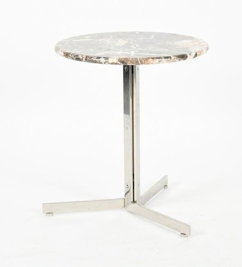 Marble and Chrome Circular Low Occasional Table