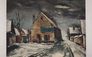 Maurice de Vlaminck - Village sous la neige, C. 1950 - Hand-signed & numbered