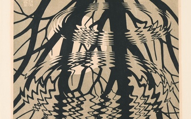 Maurits Cornelis Escher (1898-1972) ‘Rippled surface’, signed lower left, ‘eigen druk’ lower right, March 1950, linocut. H. 26 cm. W. 32 cm. Literature: ‘Leven en werk van M.C. Escher’ by Bool et al., Meulenhoff Amsterdam, no. 367. H. 26 cm. W. 32