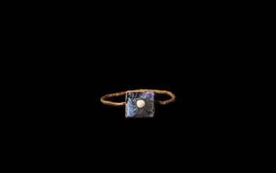 Medieval 'Thames' Bronze Ring with Blue Setting
