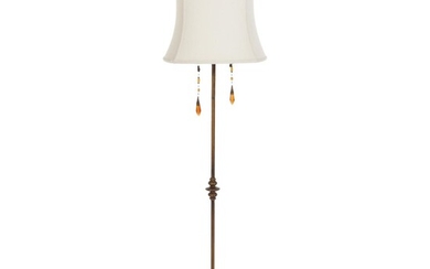 Metal Two-Light Floor Lamp with Crystal Pulls, Mid to Late 20th Century