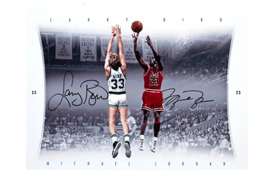 Michael Jordan & Larry Bird Signed LE 16x20 Aluminum Print (UDA)