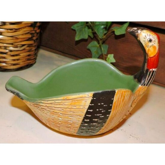 Mid Century Bitossi Italian Pottery Bowl, Pheasant