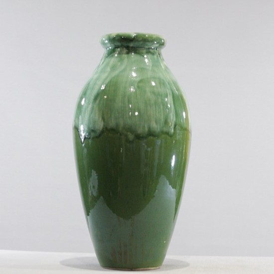 Mid-Century Modern Green Glaze Art Pottery Vase
