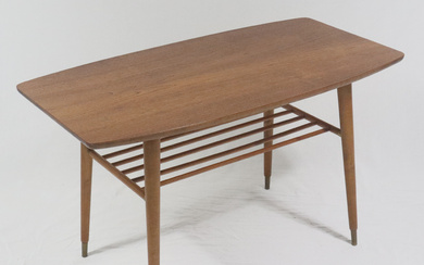 Mid century coffee table - Denmark, 1950s/60s, teak wood, brass veneer.