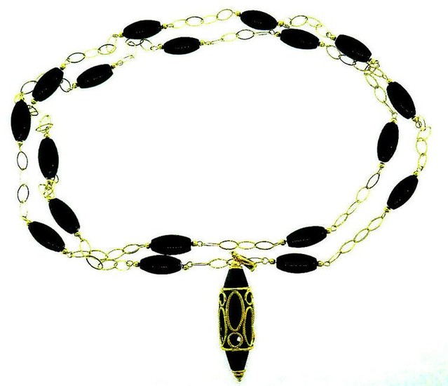 Milor Onyx 14k Yellow Gold Pendant Necklace