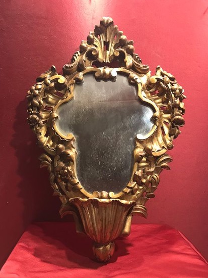 Mirror with stoup - Gilt, Wood - Mid 19th century