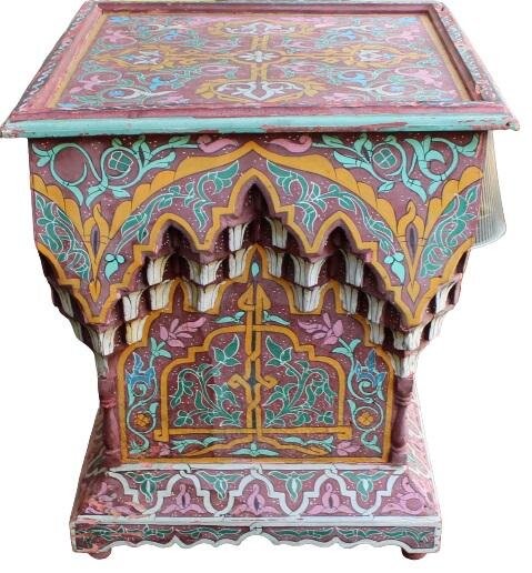 Moroccan Polychromed Wood Side Table