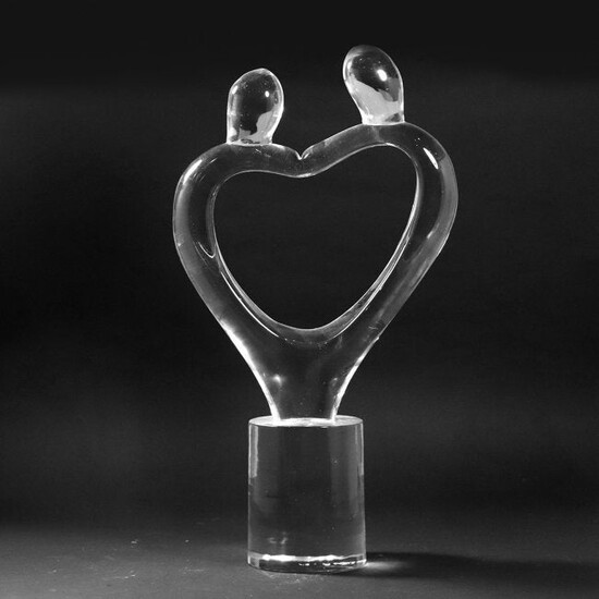 Murano Glass Sculpture LOVE HEART 2 FIGURES by R Auatza