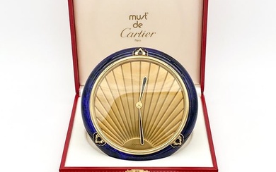 Must De Cartier Enameled Lapis Desk Clock
