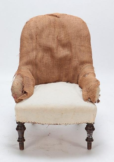 Napoleon III library chair having ebonized turned feet C 1860. Ht: 35" Wd: 25" Dpth: 33.25" Seat