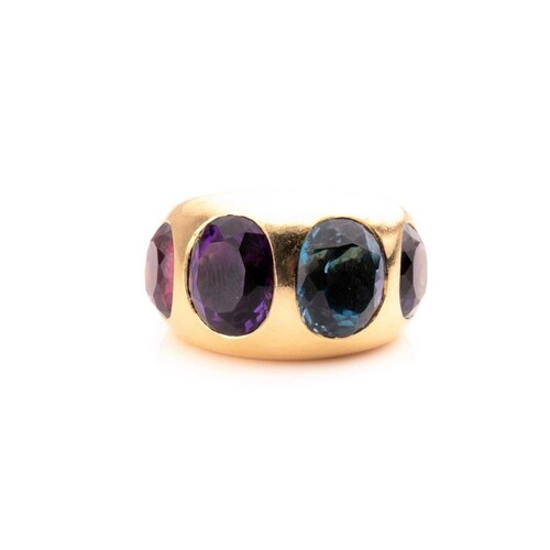Natan. An 18ct yellow gold and multi-gem cocktail ring, the ...