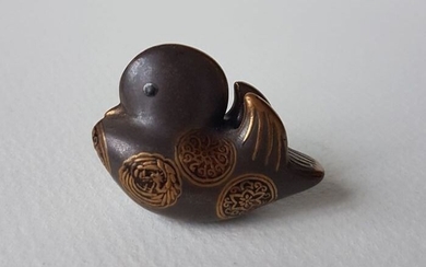 Netsuke - Lacquered wood - Laquered mandarine duck - Japan - 19th century