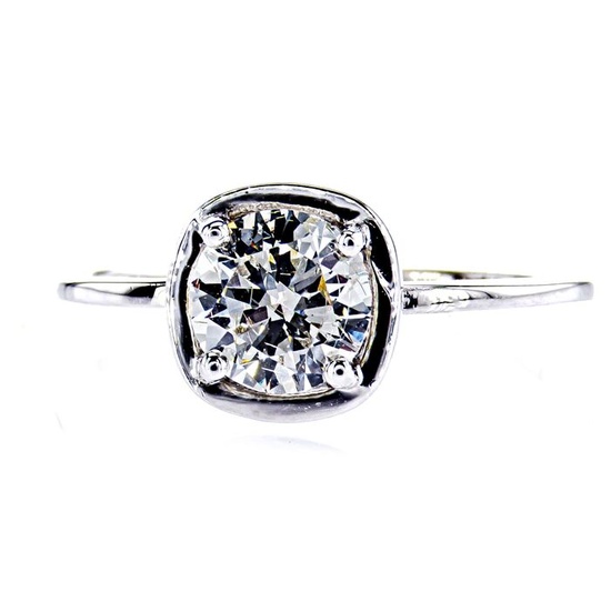 No Reserve- 1.04 Ct Round Diamond Ring - 14 kt. White gold - Ring - Clarity enhanced Diamond