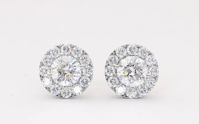 No Reserve Price - Earrings - 18 kt. White gold - 3.10 tw. Diamond (Lab-grown)