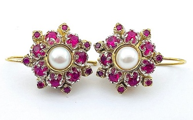 No Reserve Price Ring - Yellow gold Pearl - Ruby