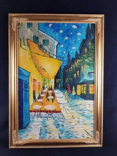Oil on Canvas Reproduction of Van Gogh's The Cafe