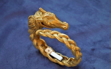 Original rare Hermès 18K horse bangle - 18 kt. Yellow gold - Bracelet