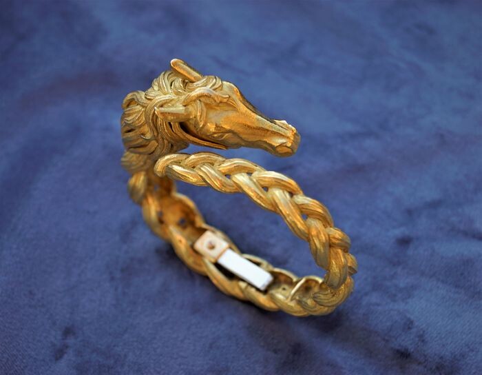 Original rare Hermès 18K horse bangle - 18 kt. Yellow gold - Bracelet