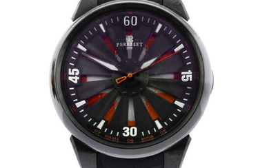 PERRELET - a PVD-treated stainless steel Turbine Helvetia wrist watch, 44mm.