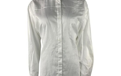 PRADA White Cotton Button Down Shirt Blouse, Size 40