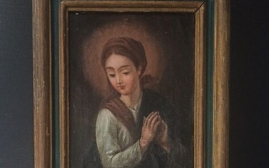 Painting, "Praying Virgin" - Oil painting on canvas - 19th century