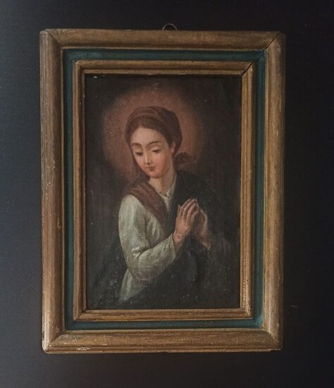 Painting, "Praying Virgin" - Oil painting on canvas - 19th century