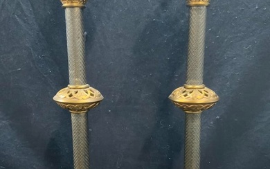 Pair Antique Gilt Brass Table Lamps