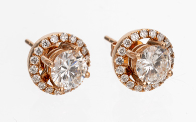 Pair of 18 kt gold brilliant-earrings , RG 750/000, 2...