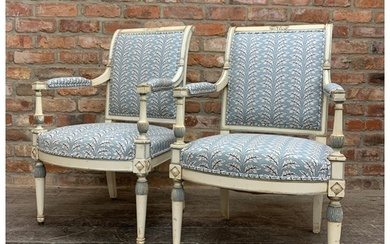Pair of 19th century painted armchairs in the Directoire sty...