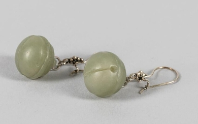Pair of Chinese Antique Jade Earrings