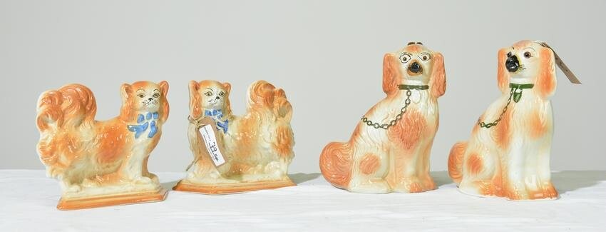 Pair of Pekinese Dogs & Pair of Staffordshire Dogs