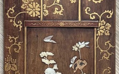 Panel - Bone, Mother of pearl, Wood - Japan - Meiji period (1868-1912) (No Reserve Price)