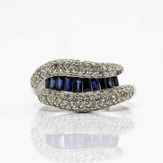 Platinum Diamonds & Sapphires Ring