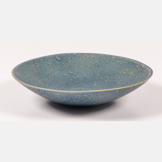 A Studio Pottery Porcelain Blue Glazed Dish
