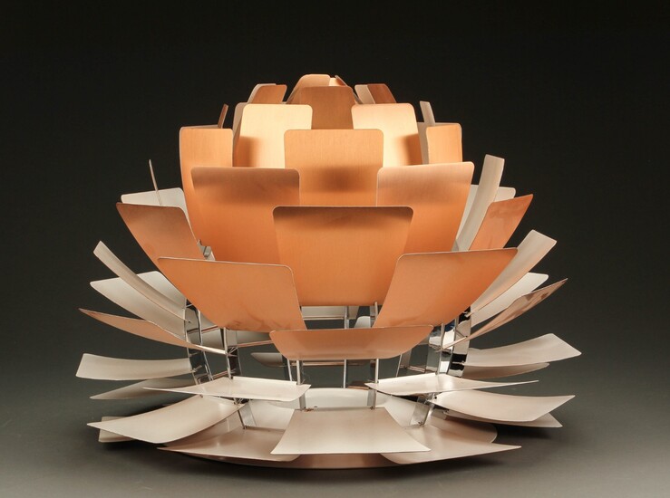 Poul Henningsen. Pendant lamp 'Artichoke’ with 72 lamellas in copper, Ø 60 cm