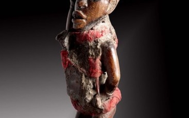 Power figure Fetish - Wood, glass, Stoff.Medizinmaterial - "nkondi" - Bakongo - D.R.Kongo-Belg.Congo
