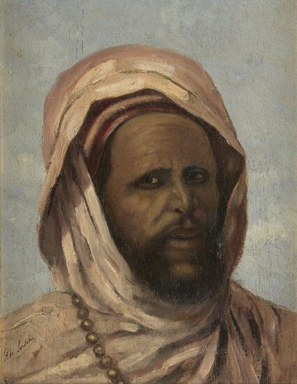 R de Saedelar, French, late 19th/early 20th century- Portrait of a North African man, head and shoulders turned to the right dressed in a turban; oil on panel, signed, 34.5 x 27 cm