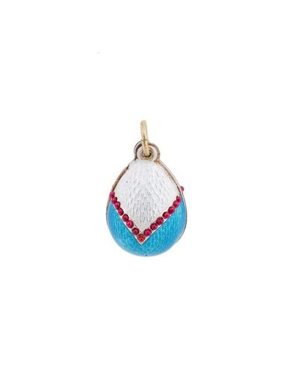 RUSSIAN SILVER GILT ENAMEL AND PEARLS EGG PENDANT