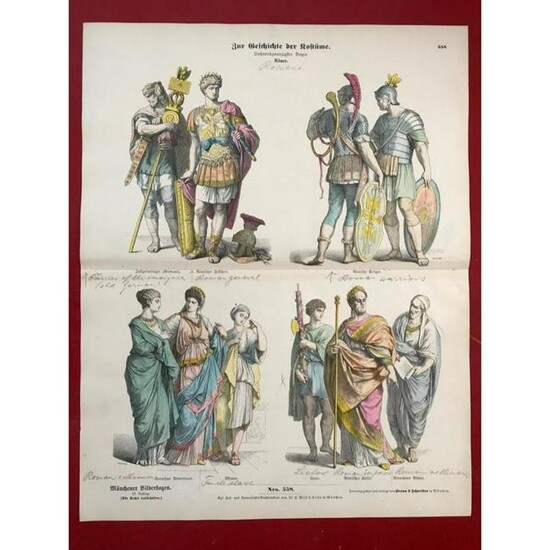 Rare 19thc German Costume Plates, Ancient Romans