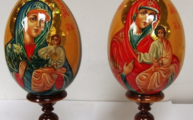 Religious objects - Russian lacquer wooden eggs (2) - Wood - 1990-2000